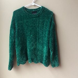 Cynthia Rowley Green Scallop Detail Sweater